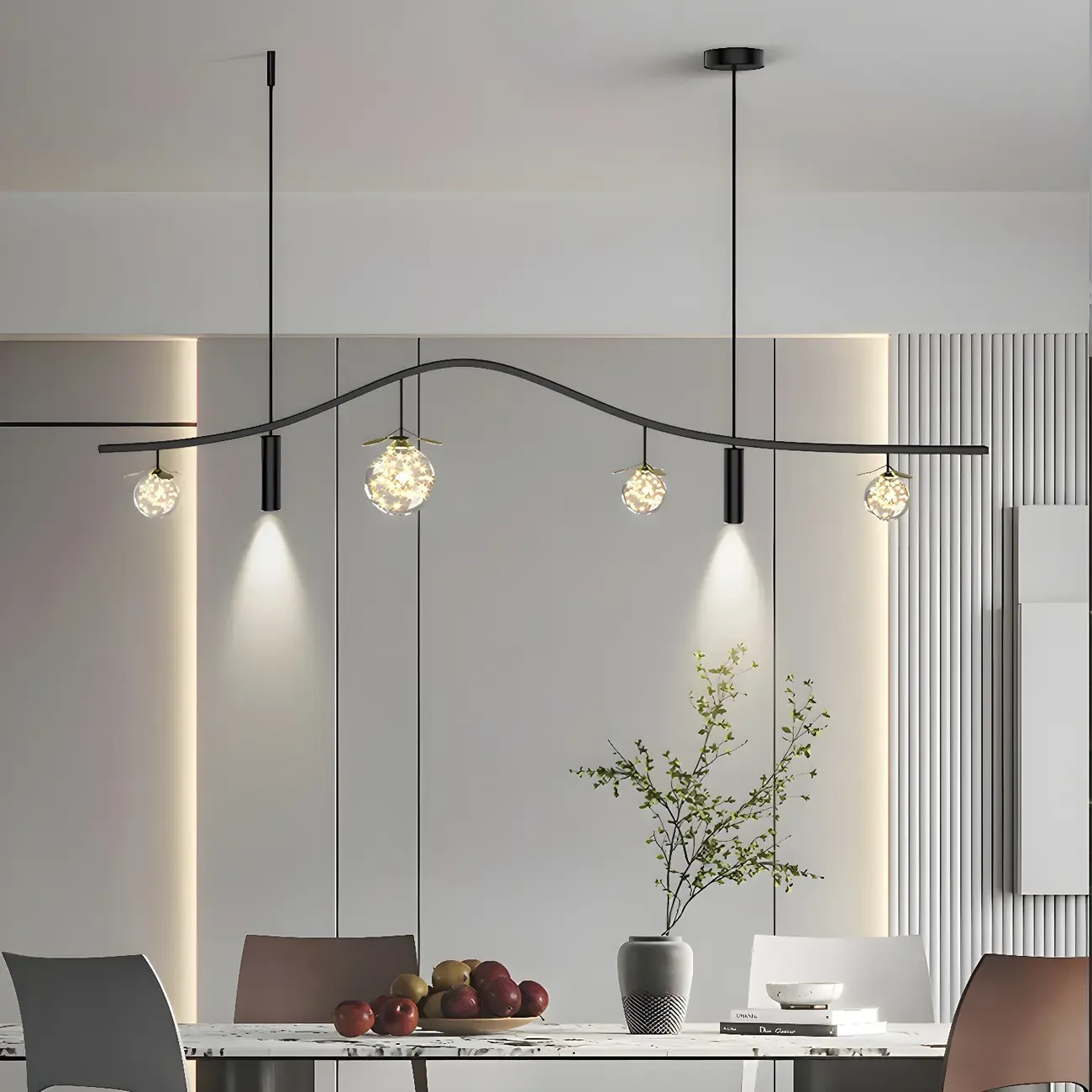 6-Light Modern Sleek Globe Island Pendant Light for Kitchen