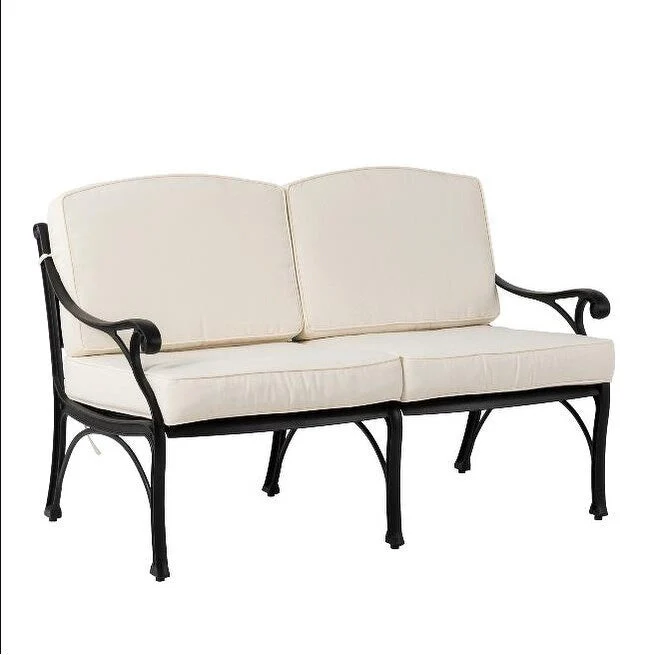 Elm Plus 2 Piece Cast Aluminium Patio Sectional Sofa Set with Beige Cushions