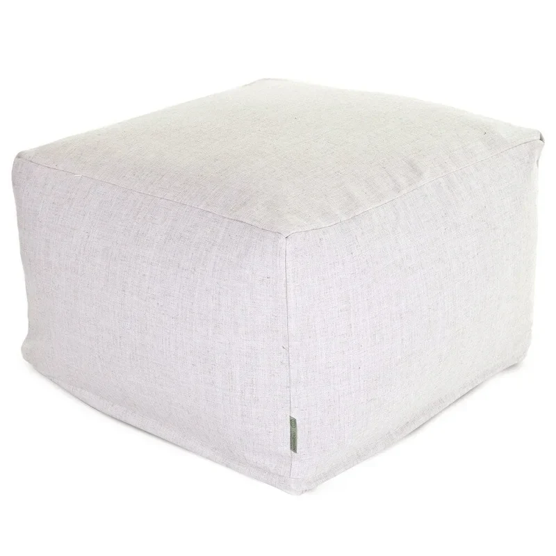 Indoor Wales Poly/Linen Ottoman Pouf 27 in L x 27 in W x 17 in H