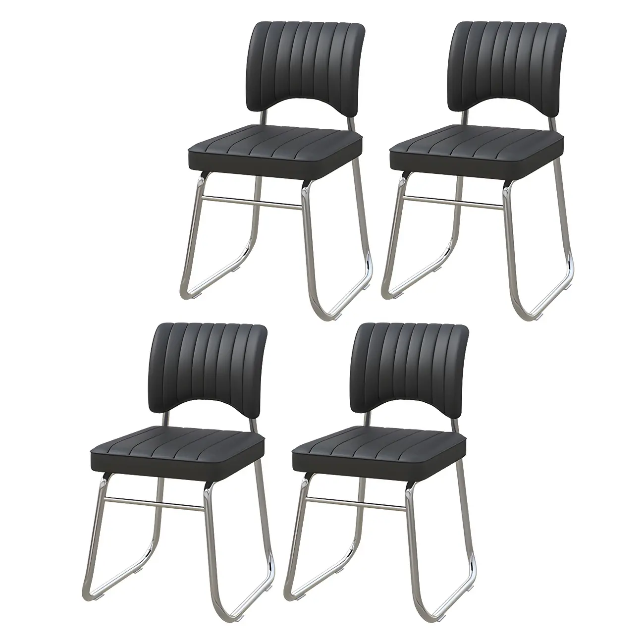 Modern Black Steel Leather Upholstered Office Chair