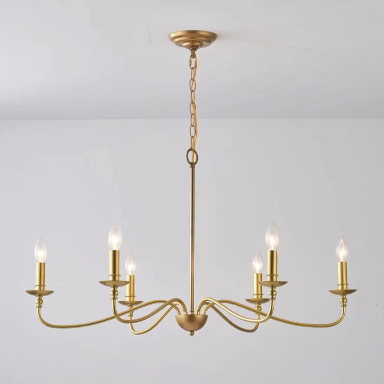 Simple Linear Gold Metal Candelabra Chandelier