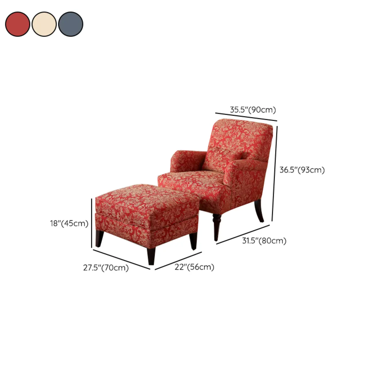 Striped Fabric Barrel Chair in Cerulean with Armrests