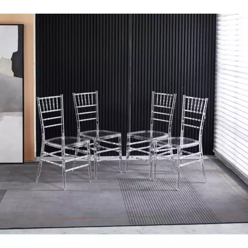 Set of 4 Wedding or Dining Chairs with Plastic Seats, Durable and Easy to Assemble