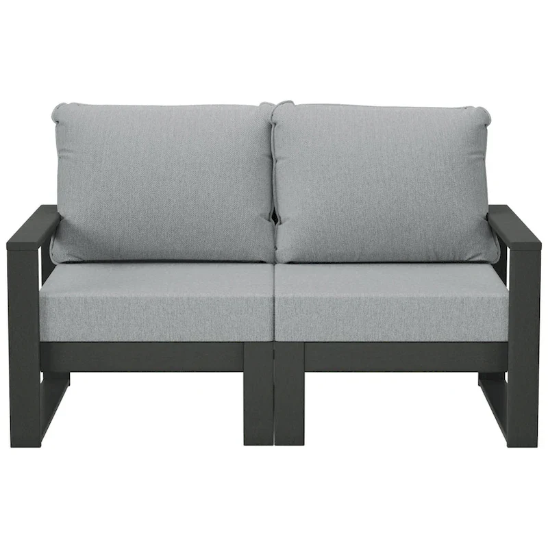 Polytrends Endless Outdoor Patio Love Seat with Gray Frame