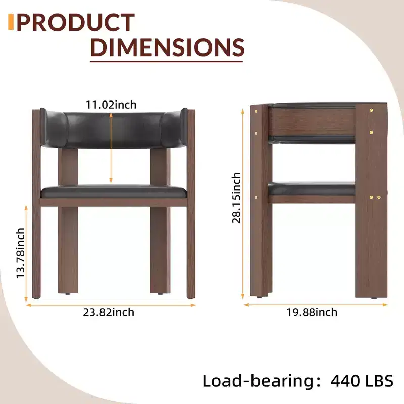 Rubber Wood Dining Chair with Curved Wood H-Shape Frame, Durable Construction, Comfortable Seating, Elegant Design, and Easy Maintenance
