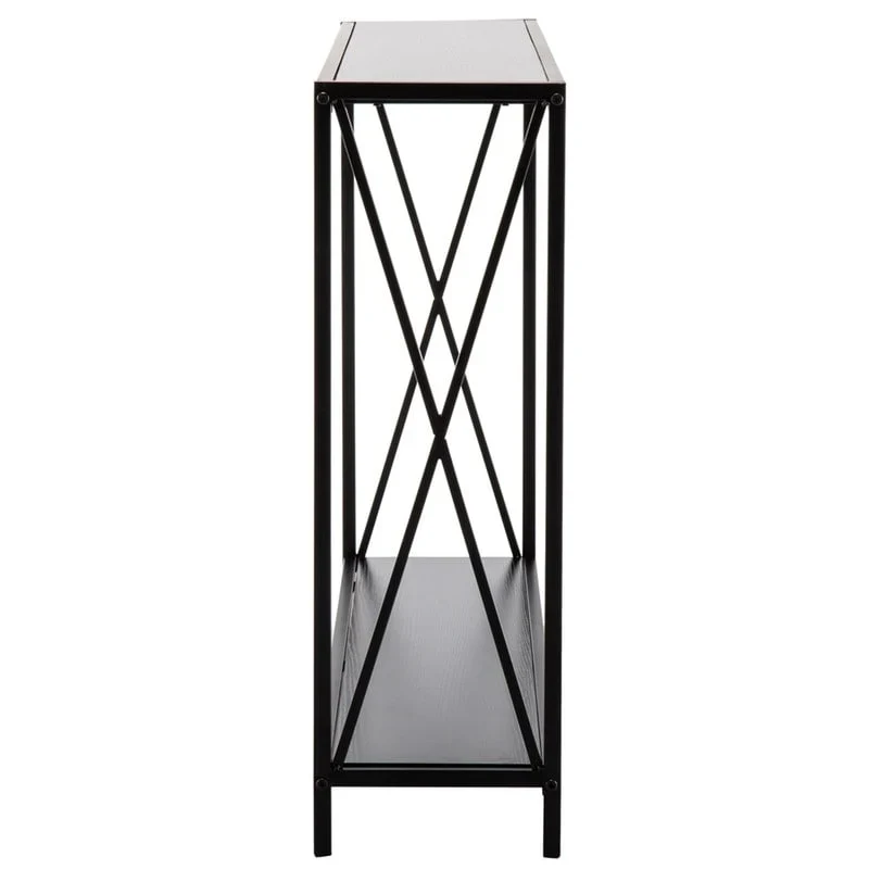 Black Industrial Console Table with Cross Frame
