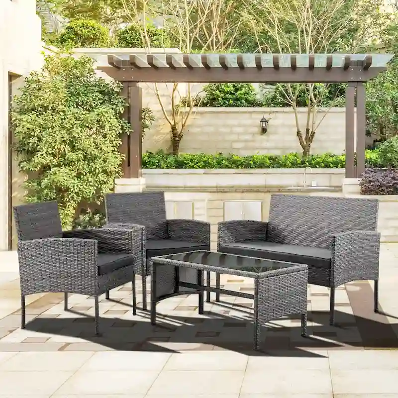 Outdoor Wicker Sectional Conversation Set (Set of 4) by Tappio - 40 W x 24.4 D x 30 H