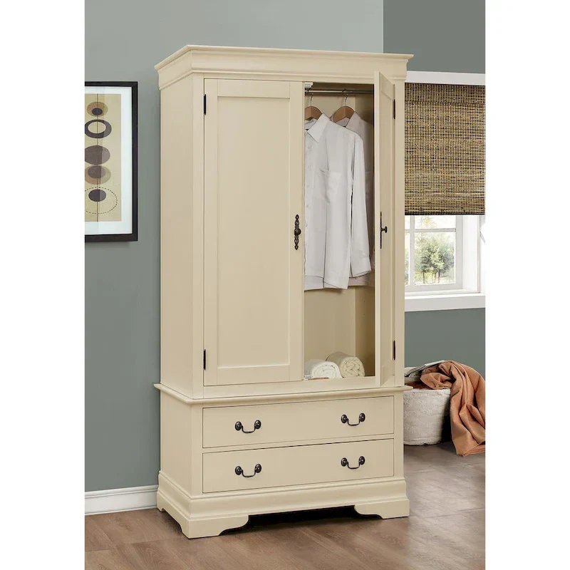 Traditional Style Armoire – Black/Cappuccino/Beige/Cherry/Oak/White/Gray, 7 Colors, Single