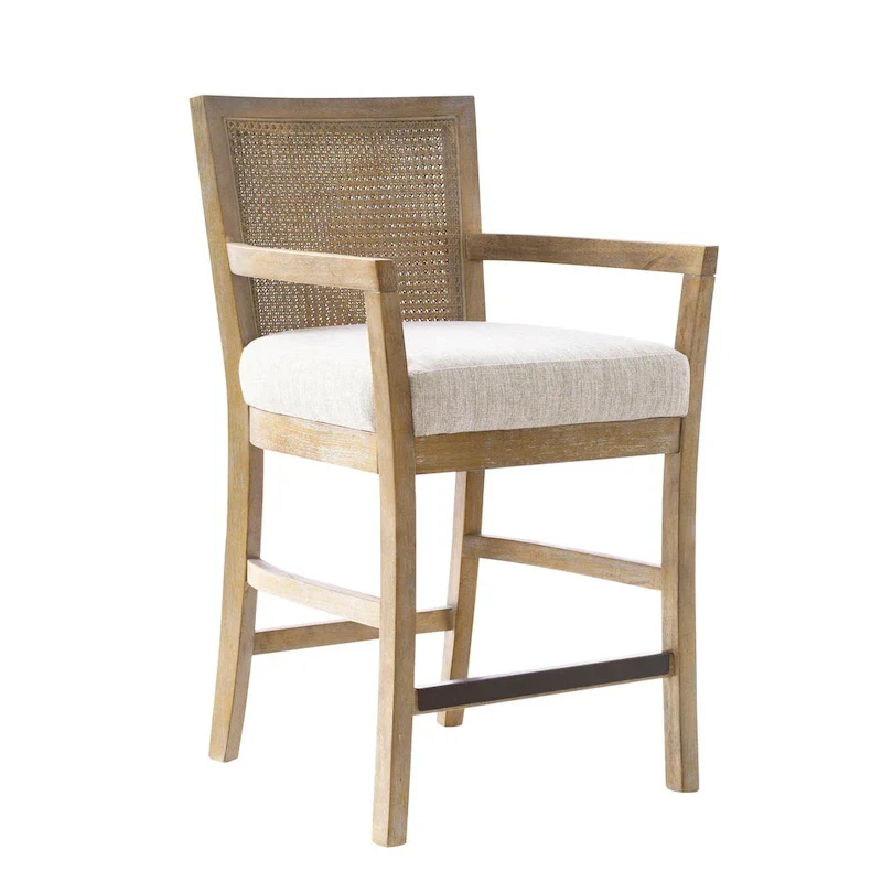 Madison Park Blaine Cream/Reclaimed Natural Cane Back Counter Stool