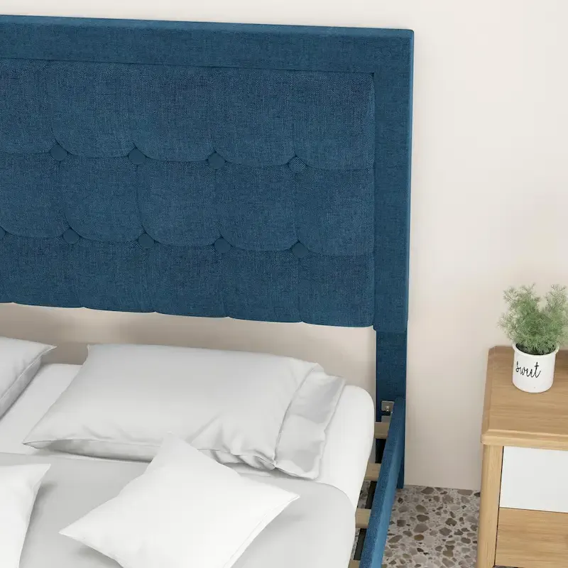 Adjustable Bed Frame with Upholstered Button Tufted Headboard