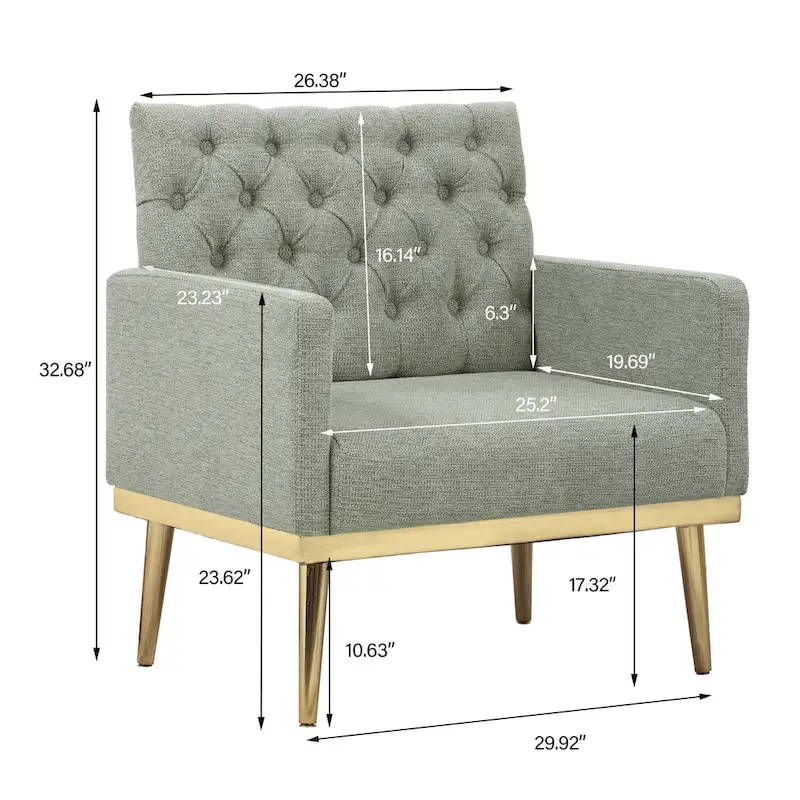 HOMYKA Sherpa Accent Chair Button Tufted Upholstered Linen Velvet Modern Armchair