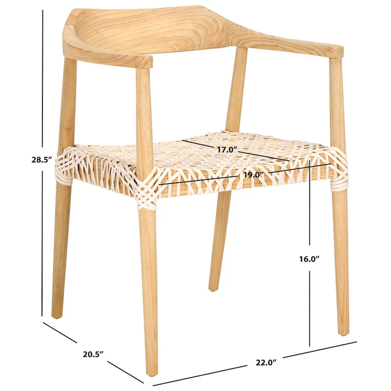 Munro Wanda Woven Leather & Solid Wood Accent Chair (Fully Assembled) - 22  W x 20.5  L x 28.5  H - 22Wx21Dx29H