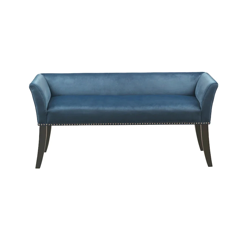 Madison Park Welburn 49.5 Upholstered Bench with Back & Wood Legs