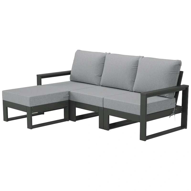 Polytrends Endless Patio 4-Piece Deep Seating Set with Ottoman with Gray Frame