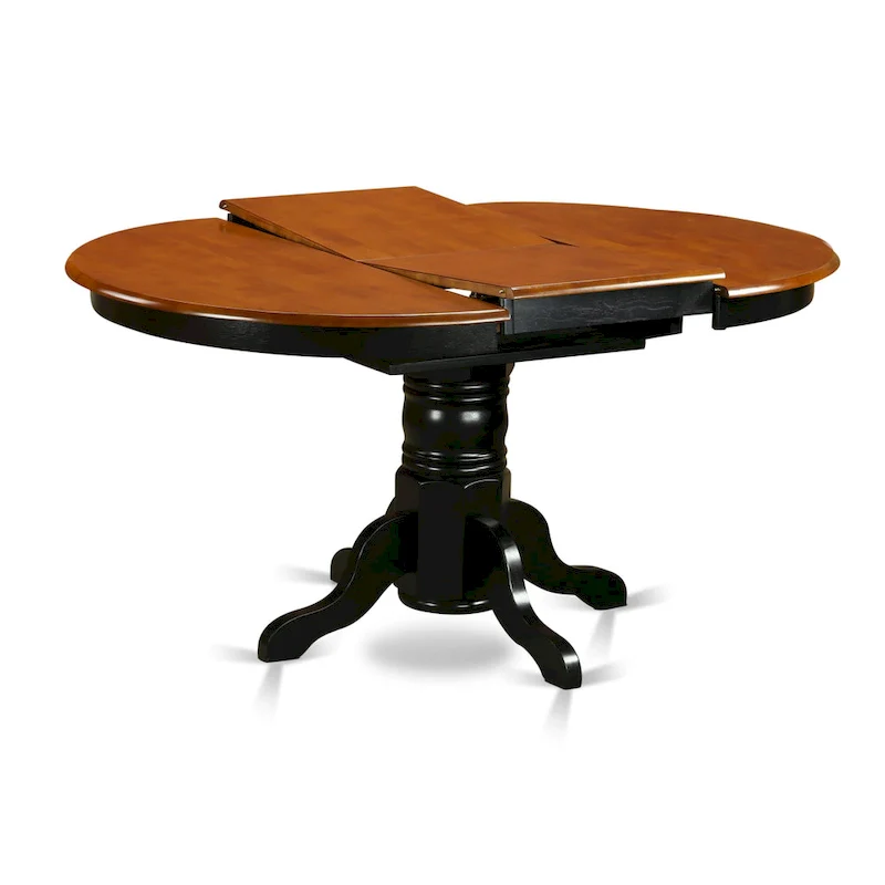 7-Piece Round Kitchen Dining Table Set with 6 Chairs - Black & Cherry