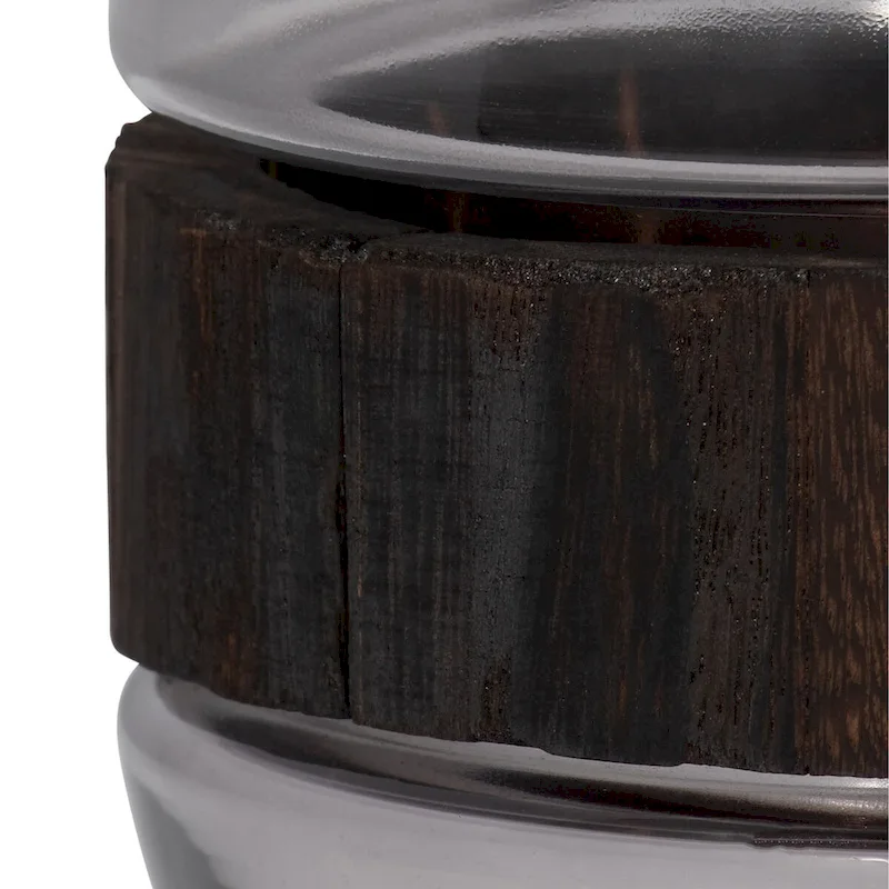 Sagebrook Home Glass Clear Frost Round Belly Vase With Wood Band