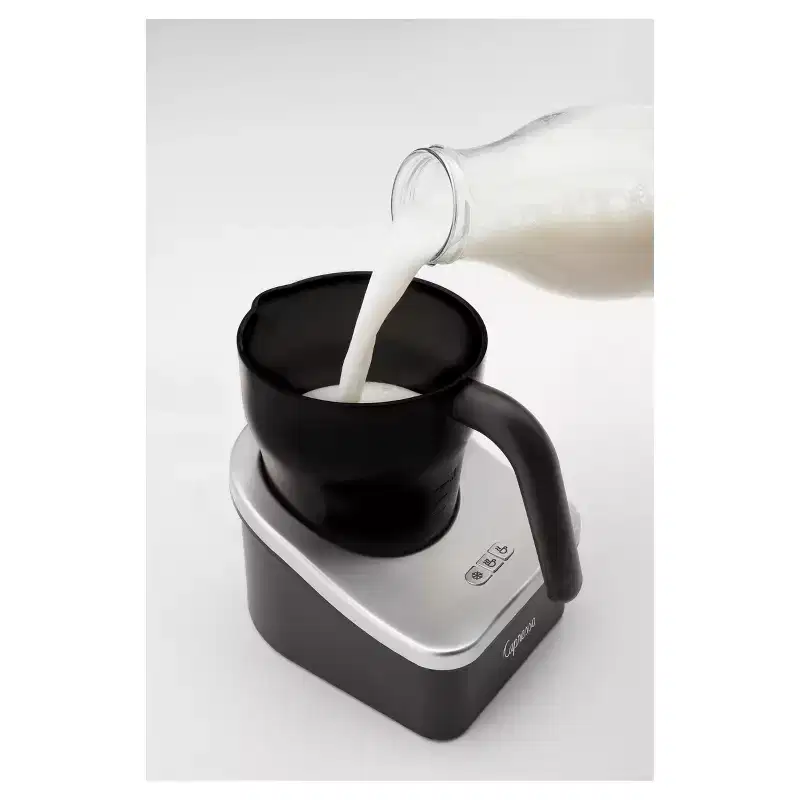 Capresso Automatic Milk Frother Froth PRO - Black/Silver 202.04: Electric Milk Steamer #38; Foamer, 600W, 1 Cup Capacity