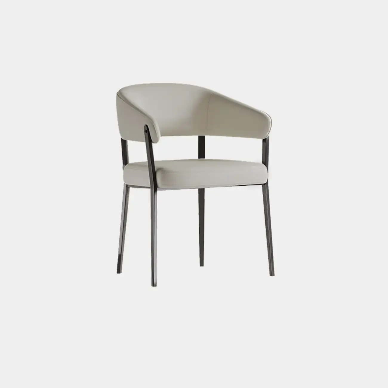 Modern Faux Leather Arm Dining Chair Open Back Alloy Legs