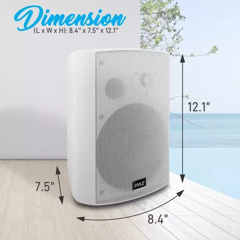 Pyle 6.5 Indoor/Outdoor Bluetooth Wall-Mount Speakers - Waterproof, 2-Way Full Range, 800W - White