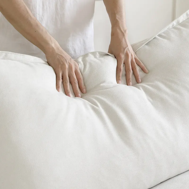 L-shape Linen Sofa Modern Upholstered Sectional Sofa with Ottoman