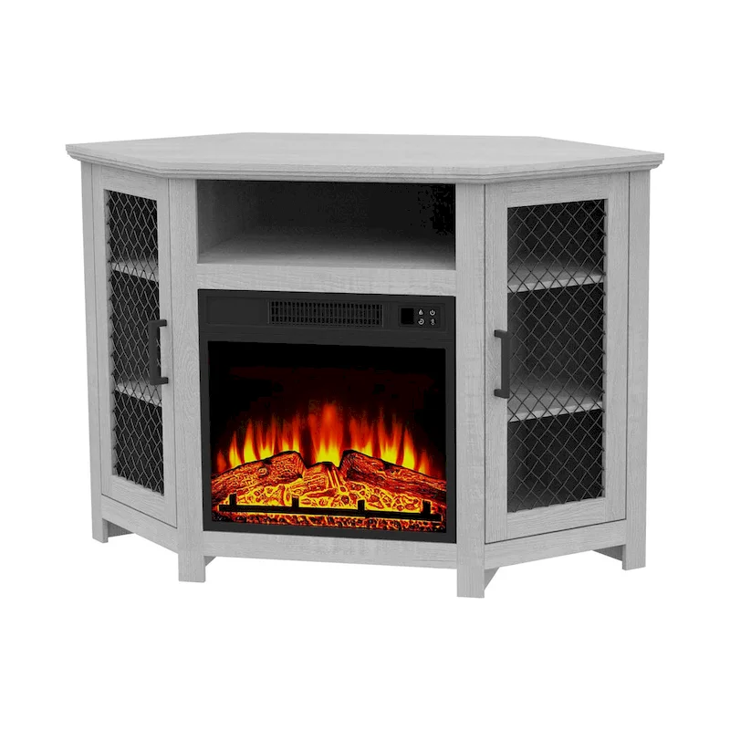 44.8 TV Stand Console with 18 Electric Fireplace and Shelves - N/A
