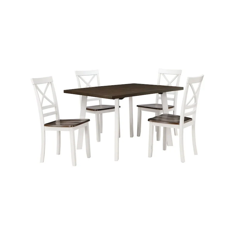 Dera 21 Inch Dining Chair Set of 2, Crossed Back, White Rubberwood Frame