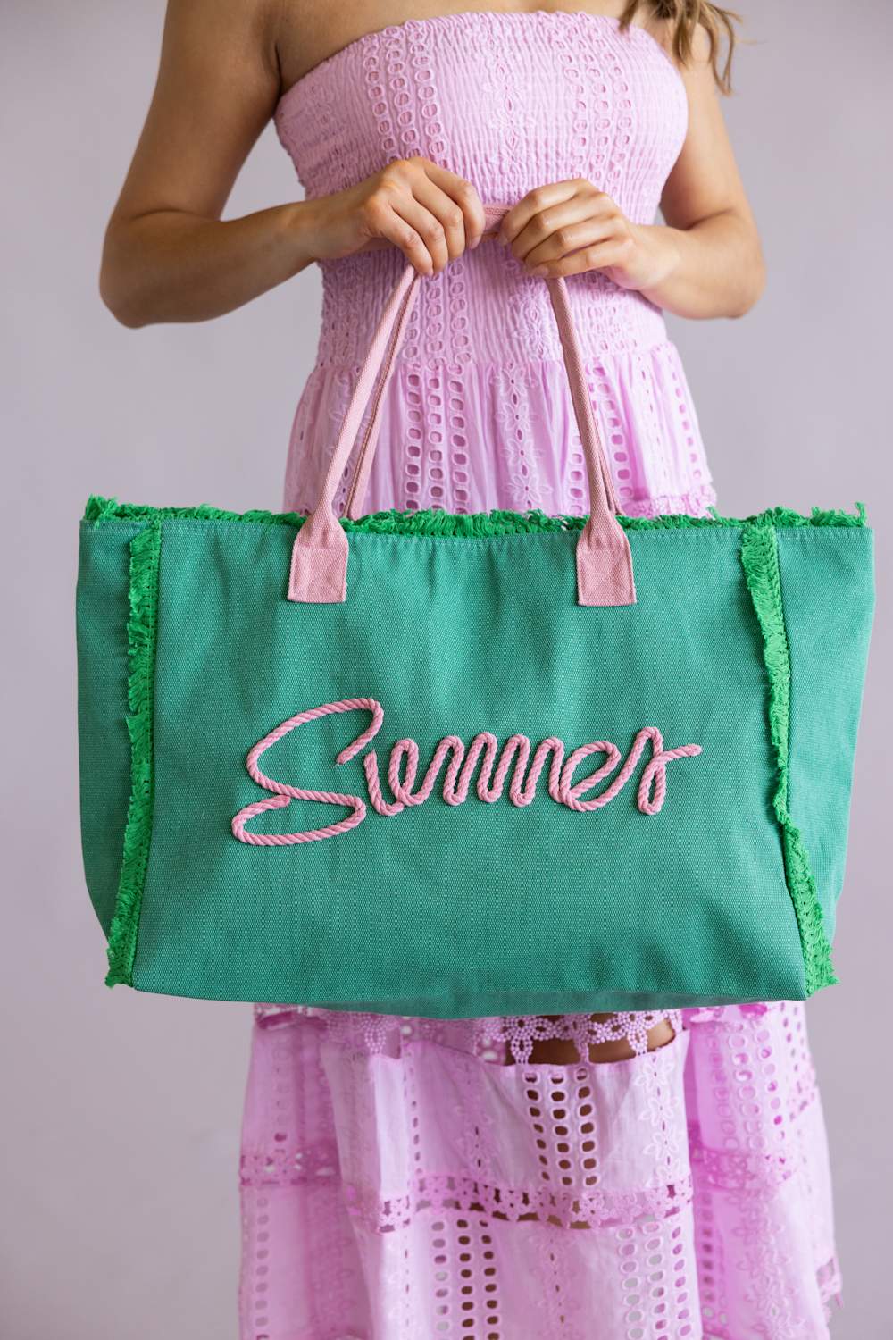 Summer Rope Canvas Tote Bag in Green | TB0204-GN