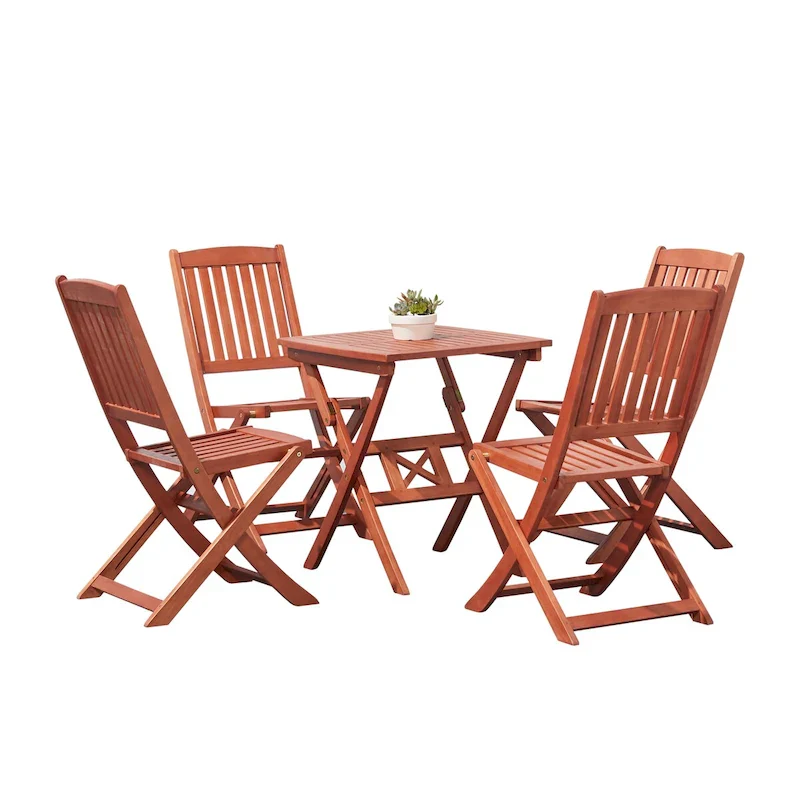Lucius Reddish Brown Folding Bistro Table and Chair Dining Set