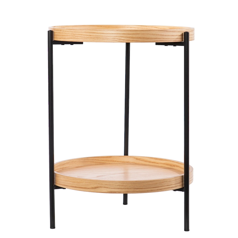 SEI Furniture Vaquero Round Modern Style w/ Shelf Wood Side Table