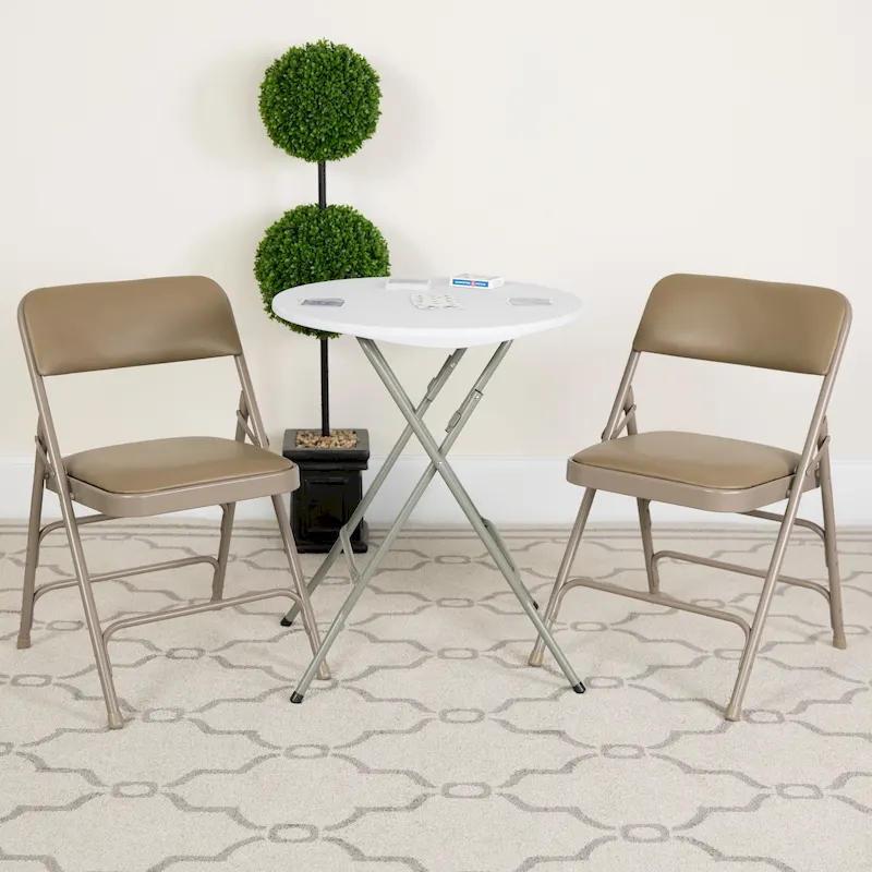 Set of 2 Metal Folding Chairs with Padded Seats