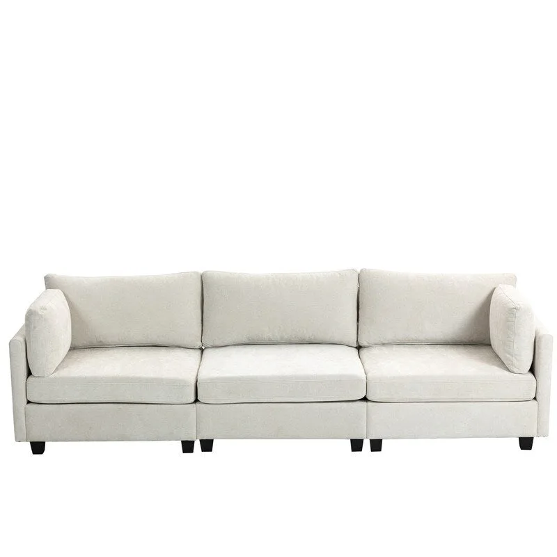 111.42  Chenille Upholstered Three Seater Sofa