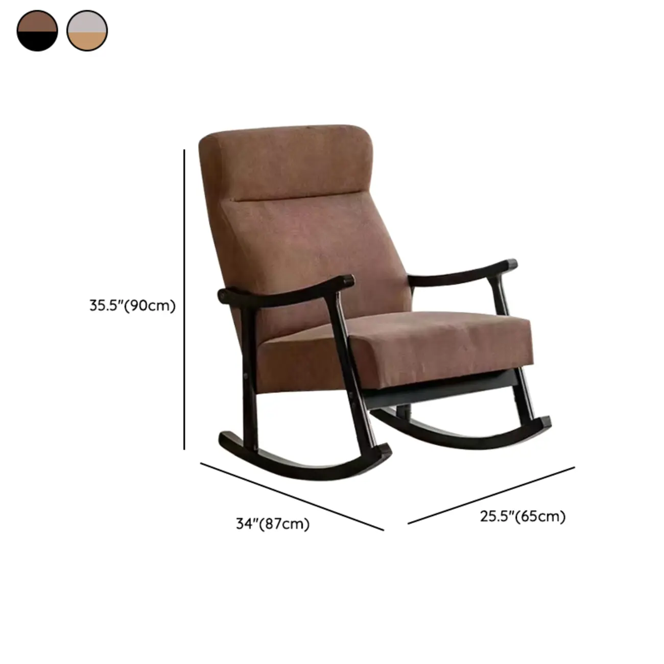 Modern Wood Upholstered Rocking Chair with Optional Ottoman