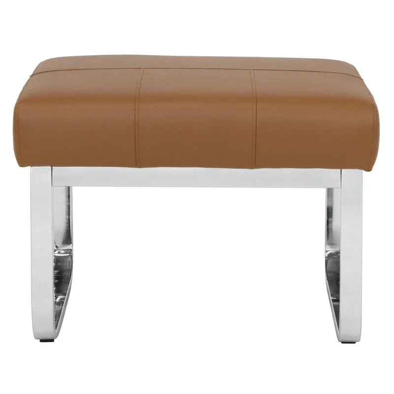 Studio Designs Home Allure Rectangular Metal Blended Leather Modern Ottoman