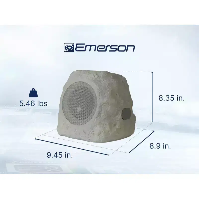 Emerson ERS-1002 Bluetooth Solar Rock Speaker with Multicolor LED Lighting