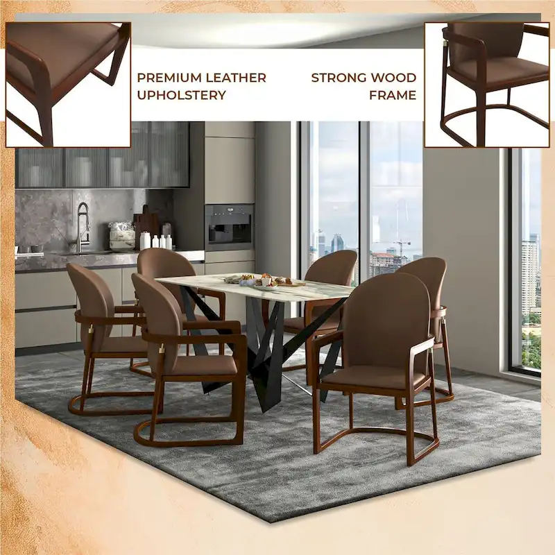 Modern Dining Chair in Upholstered Leather Svelta Series by LeisureMod