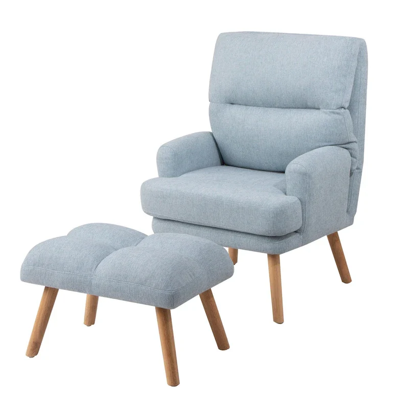 Fabric Armchair Accent Chair with Ottoman Set