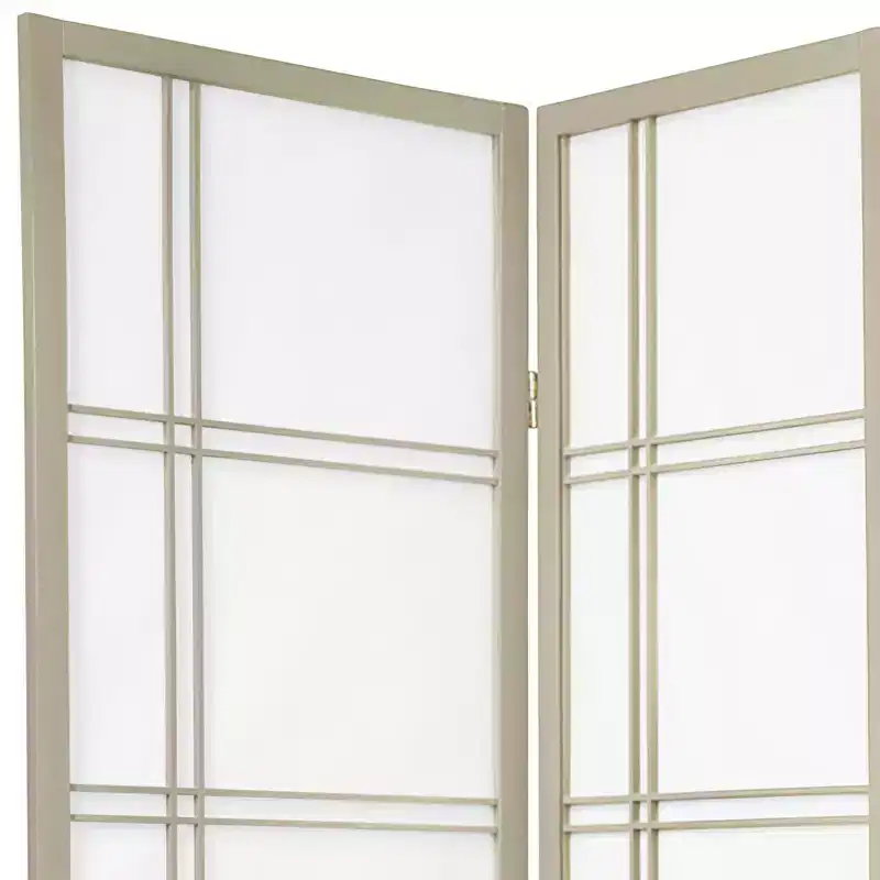 6 ft. Tall Double Cross Shoji Screen - Special Edition - Gray: Hardwood Frame, Lightweight, No Assembly Required