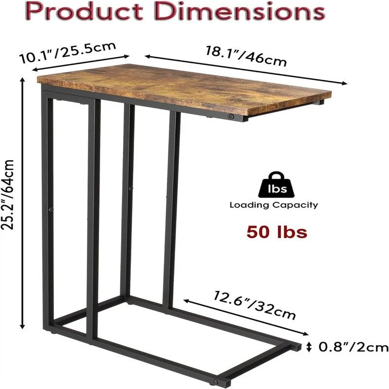 Small C Shaped End Table - 10D x 18.1W x 25H