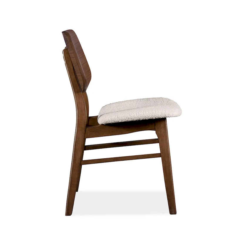 Beau I Mid-century 2-Pack Walnut Dining Chair Set with Boucle Seats