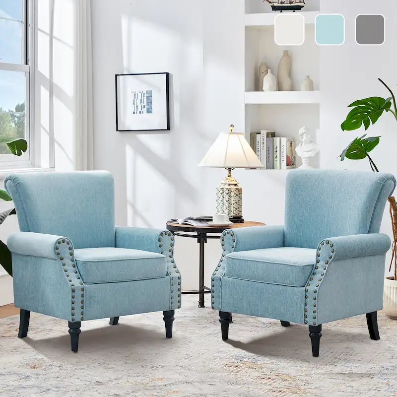 Classic Upholstered Accent Chair Set of 2
