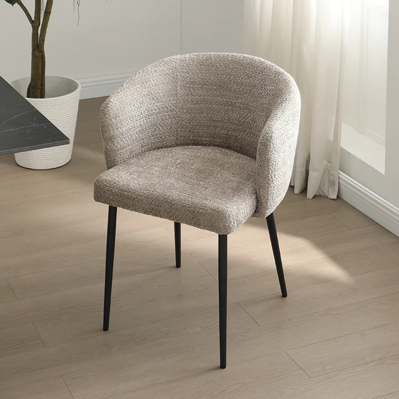 Modern Chenille Upholstered  Metal Leg Dining Chair