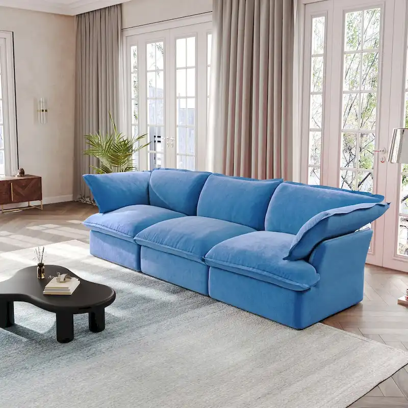 Modular Sectional Sofa Couch, 122.82 Velvet 3 Seater Sofa