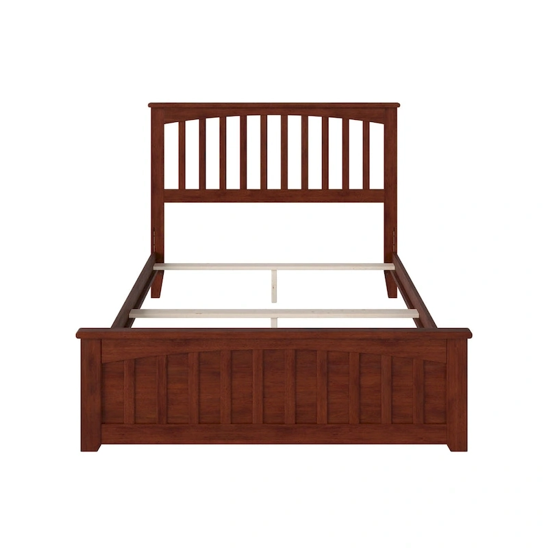 Mission Full Foundation Bed Frame with Matching Footboard in Walnut