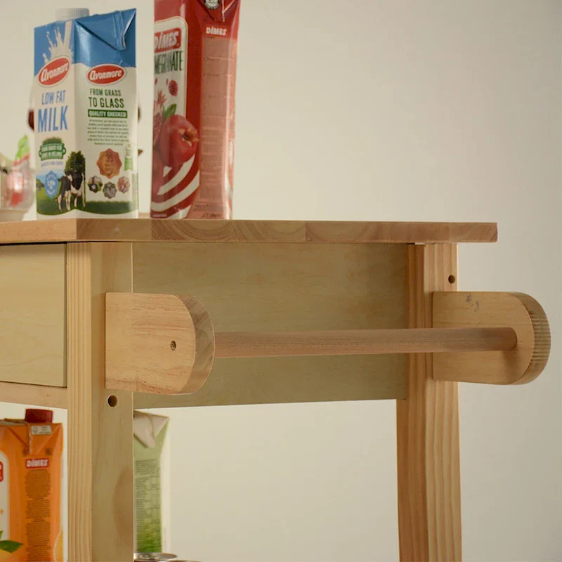 Kitchen Island Cart with Solid Wood Top and Locking Wheels