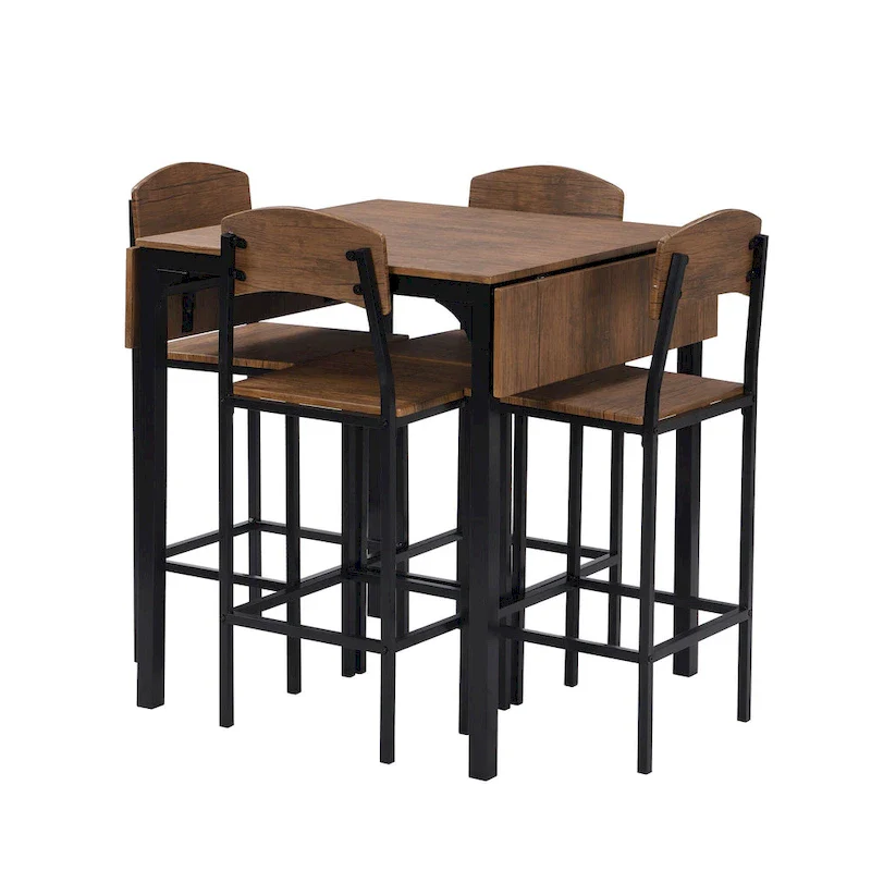 5-Piece Counter Height Dining Set with Drop Leaf Table 39.4