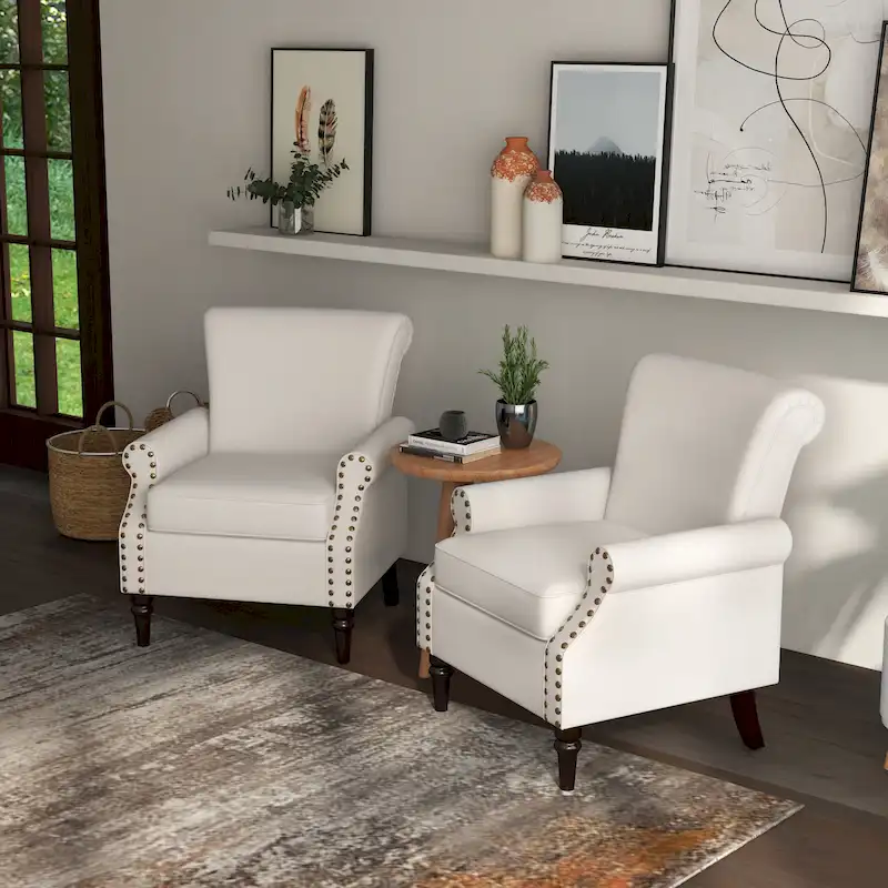 Classic Upholstered Accent Chair Set of 2
