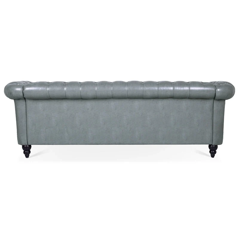 Upholstered Rolled Arm Chesterfield 3-Seater Sofa