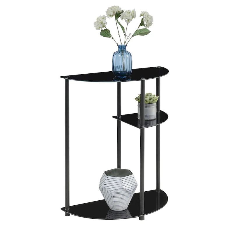 Convenience Concepts Classic Glass 3 Tier Display Entryway Hall Table