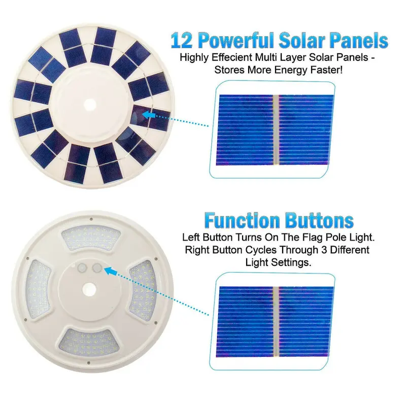 Solar Power Flagpole 144 LED Light - Powerful Solar Panels,144 Ultra Bright LEDs Flag Pole Light, Waterproof & Auto On Off