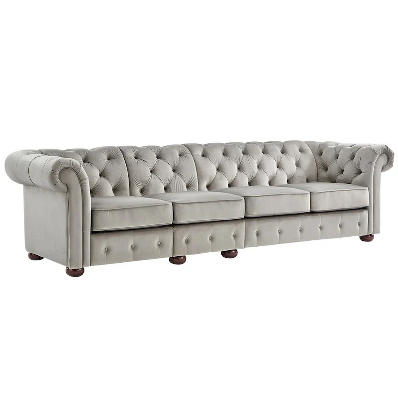 Knightsbridge Light-grey Extra Long Chesterfield Sofa by iNSPIRE Q Artisan